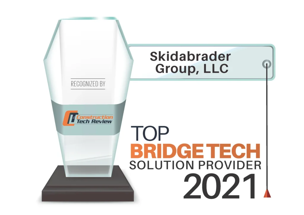 Award trophy for "Top Bridge Tech Solution Provider 2021" recognized by Skidabrader Group, LLC.